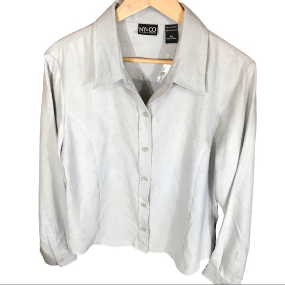 New York & Co button down light gray top Size XL NWT - Picture 1 of 7